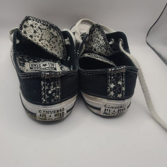 Converse All Star Floral Double Tongue Youth Sneakers Size 2 Black Canvas - Picture 4 of 6